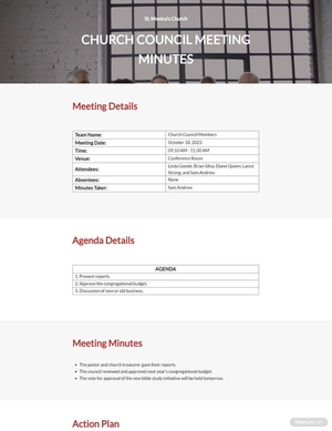 Church Council Meeting Minutes Template