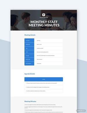 Monthly Staff Meeting Minutes Template