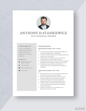Chief Mechanical Engineer Resume