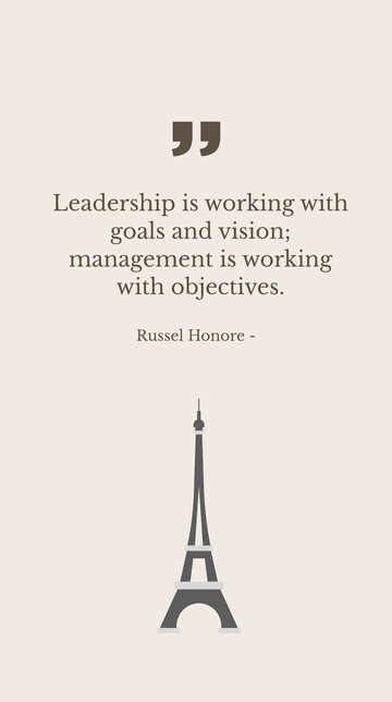 Free Russel Honore Leadership Vision vs Management Objectives Quote Template to Edit Online