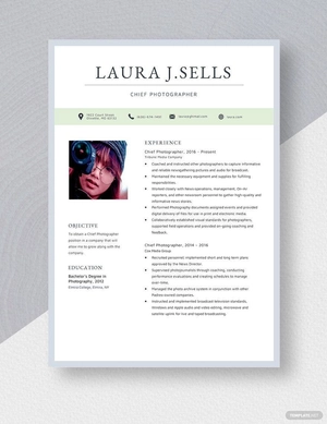 Chief Photographer Resume