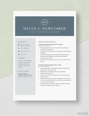 Client Development Manager Resume