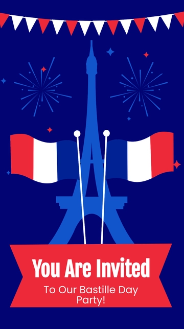 Free Bastille Day Party Whatsapp Post Template to Edit Online