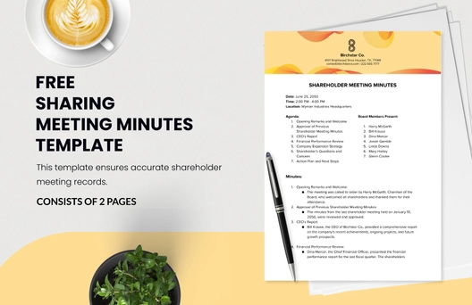 Shareholder Meeting Minutes Template