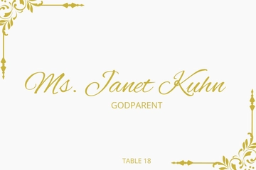 Free Gold Baptism Place Card Template to Edit Online