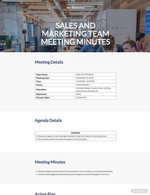 Sample Small Business Meeting Minutes Template