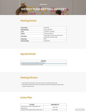 Weekly Team Meeting Minutes Template