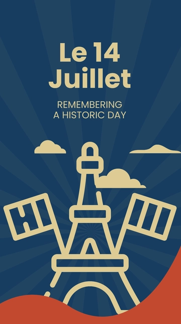 Free Retro Bastille Day Whatsapp Post Template to Edit Online