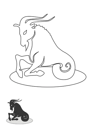 Free Black Capricorn coloring page Template to Edit Online