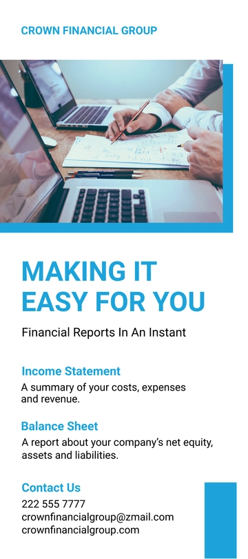 Free Financial Report DL Card Template to Edit Online