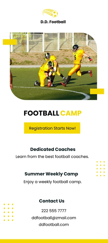 Free Football Camp DL Card Template to Edit Online