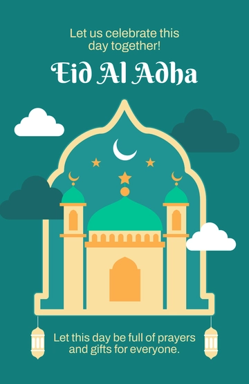 Free Green Eid Al Adha Poster Template to Edit Online