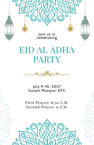 Free Eid Al Adha Party Poster Template to Edit Online
