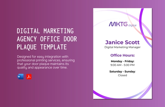 Digital Marketing Agency Office Door Plaque Template