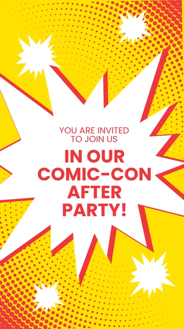 Free Comic Con Party Whatsapp Post Template to Edit Online