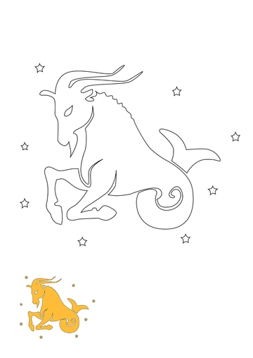 Free Gold Capricorn coloring page Template to Edit Online