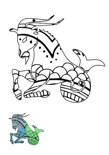 Free Zentangle Capricorn coloring page Template to Edit Online