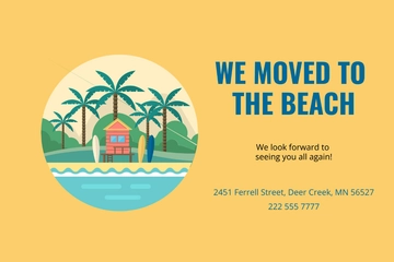 Free Moved To The Beach Card Template to Edit Online