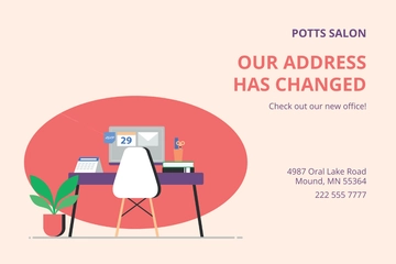 Free New Office Location Card Template to Edit Online