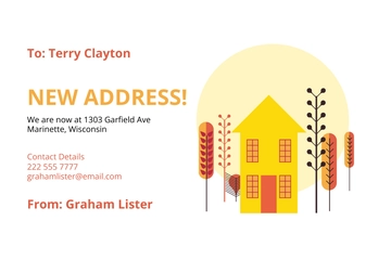 Free House Change of Address Card Template to Edit Online