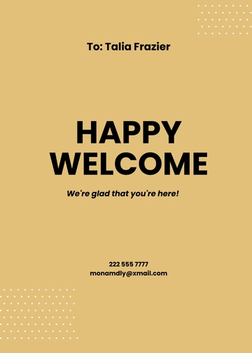 Free Simple Welcome Card Template to Edit Online