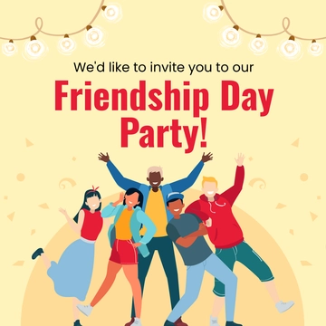 Free Friendship Day Party Linkedin Post Template to Edit Online