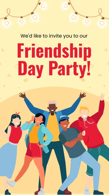 Free Friendship Day Party Whatsapp Post Template to Edit Online