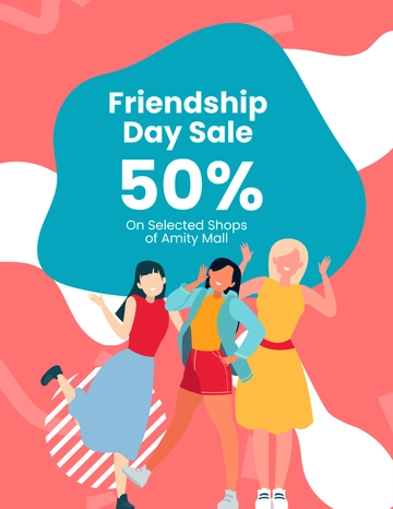 Free Friendship Day Sale Flyer Template to Edit Online