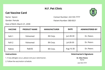 Free Simple Vaccine Card Template to Edit Online