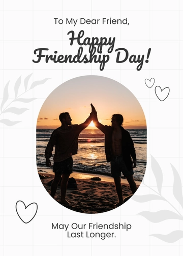 Free Black and White Friendship Day Card Template to Edit Online
