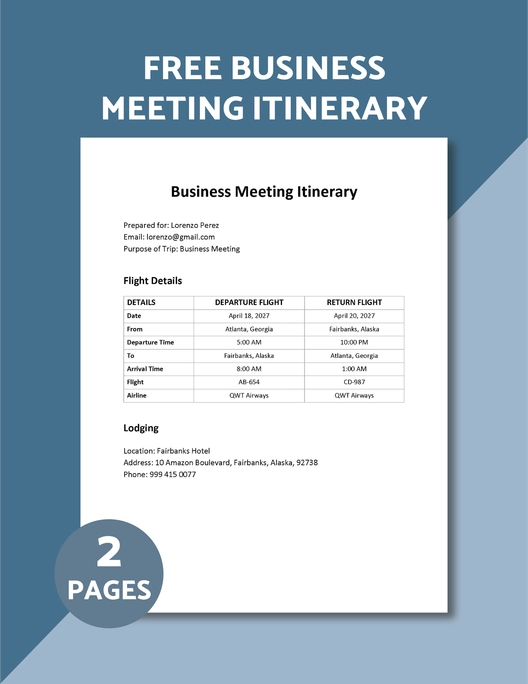 Business Meeting Itinerary Template Business Meeting Itinerary Template