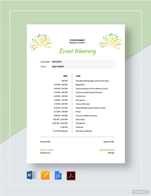Event Itinerary Template