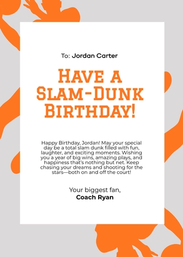 Free Basketball Birthday Card Template to Edit Online