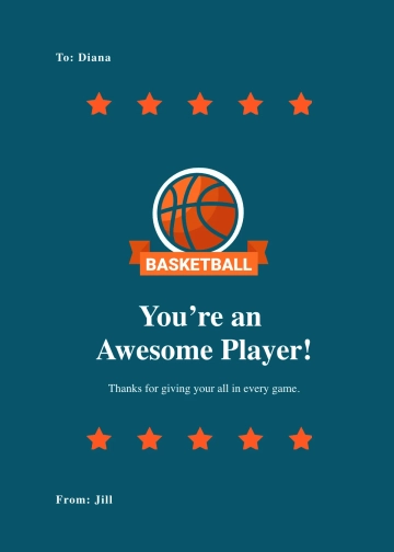 Free Simple Basketball Card Template to Edit Online
