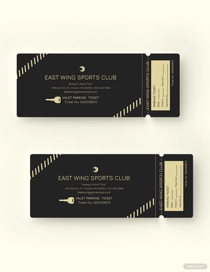 Valet Parking Ticket Template