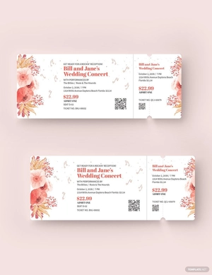 Fall Wedding Concert Ticket Template