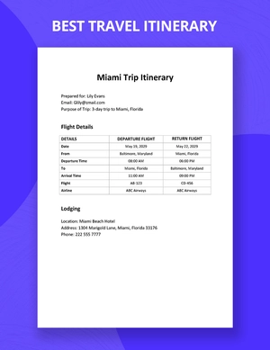 Best Travel Itinerary Template
