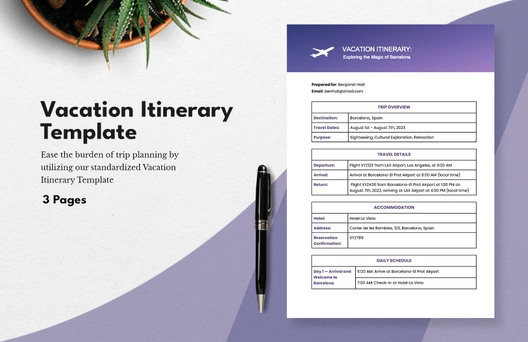 Vacation Itinerary Template