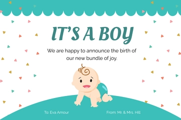 Free Baby Boy Announcement Card Template to Edit Online