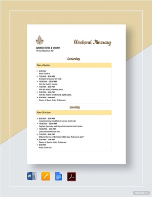 Weekend Itinerary Template