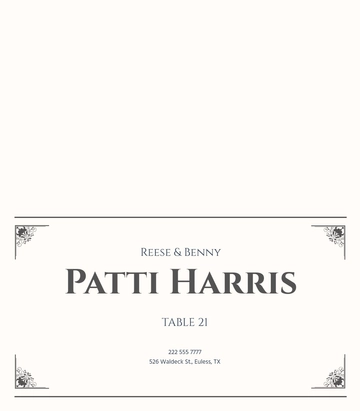 Free Table Name Place Card Template to Edit Online
