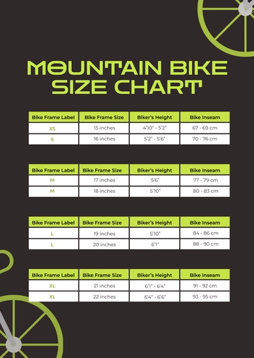 Free Mountain Bike Size Chart Template to Edit Online