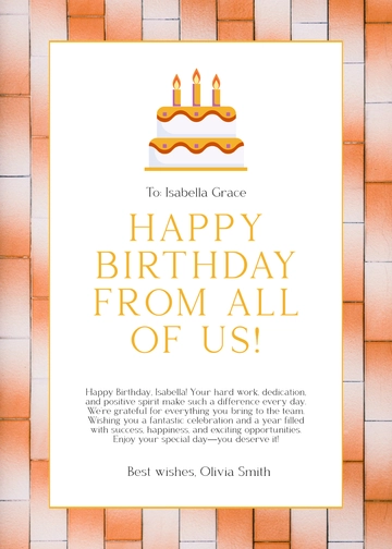Free Employee Birthday Card Template to Edit Online