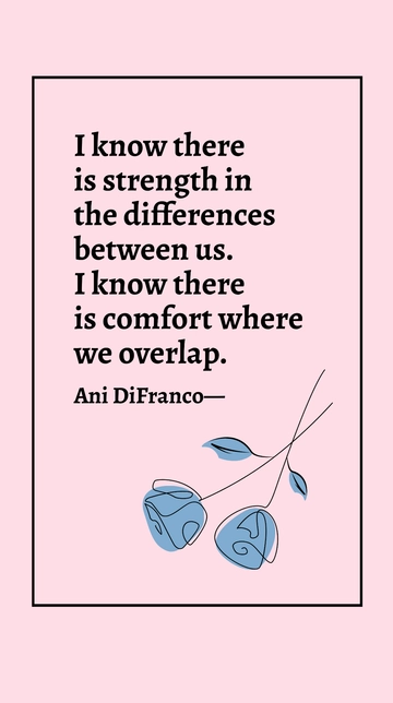 Free Ani DiFranco Strength in Differences, Comfort in Overlap Quote Template to Edit Online