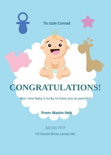 Free New Baby Card Template to Edit Online