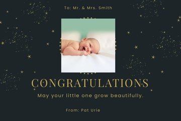 Free Glitter New Baby Card Template to Edit Online