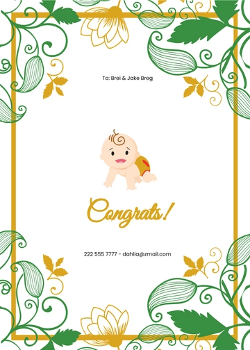 Free Floral New Baby Card Template to Edit Online