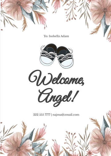 Free Watercolor New Baby Card Template to Edit Online