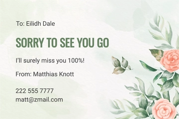 Free Sorry To See You Go Card Template to Edit Online