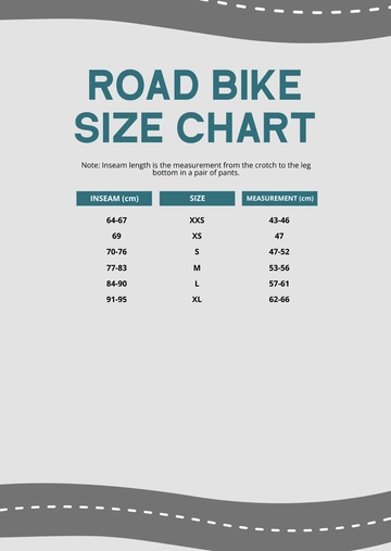 Free Road Bike Size Chart Template to Edit Online